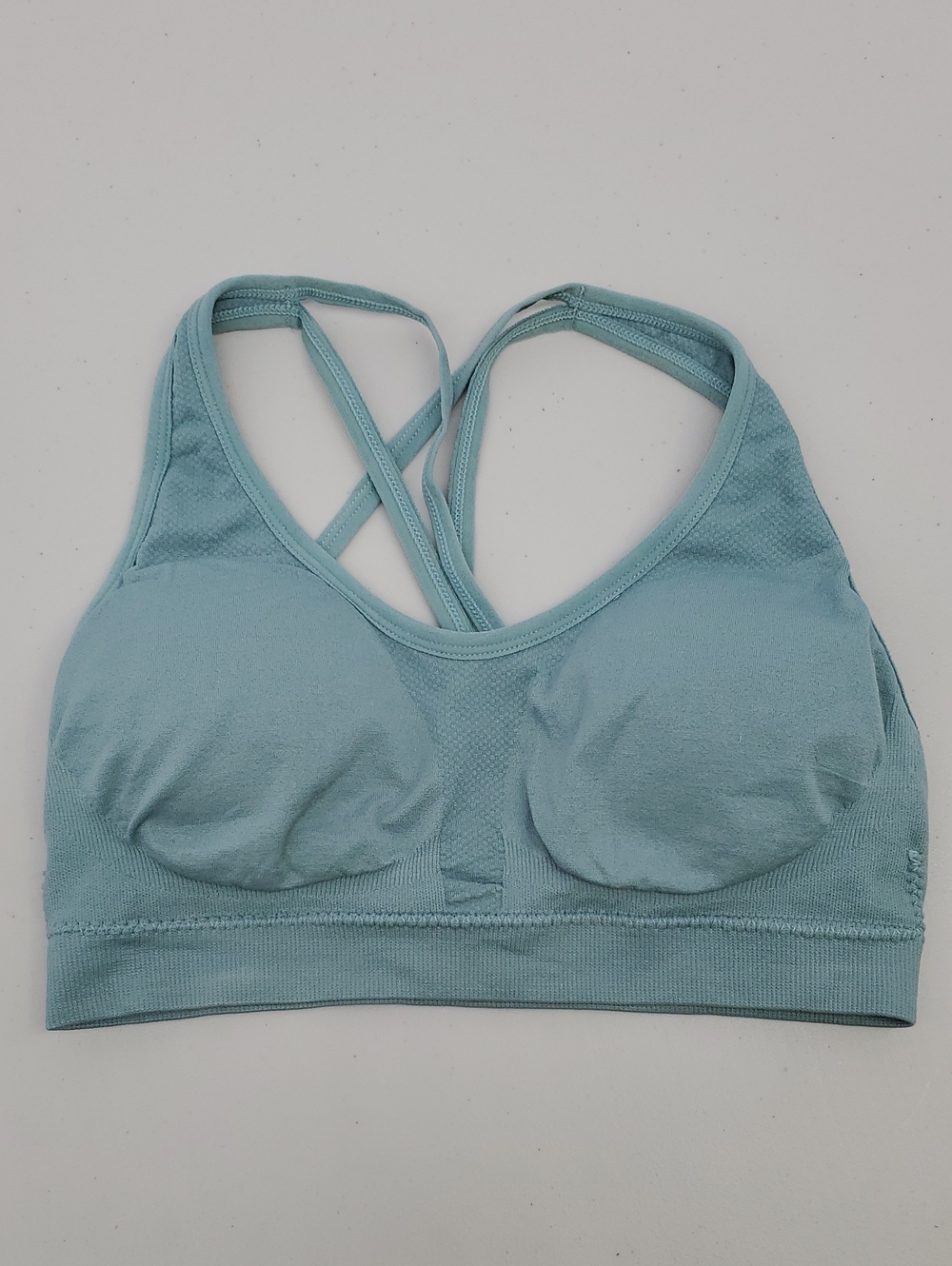 XOXO Light Blue Racerback Crisscross Seamless Sports Bra Size Medium